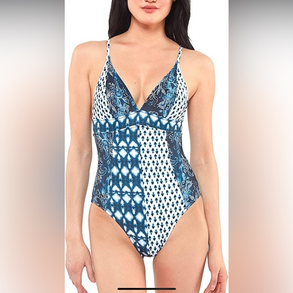 NWT Jessica Simpson Women's Batik Babe V Neck One Piece SzM TOP SELLER